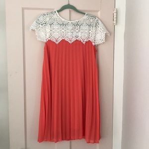 Coral and White Lace Spring/Summer Dress